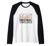 Cute Christmas Design. Stressed Blessed & OBESSED. Lights Raglan Baseball Tee