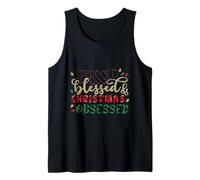 Cute Christmas Design. Stressed Blessed & OBESSED. Lights Tank Top