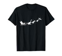 Cute Christmas Dinosaur Santa Claus Sleigh Ride Kids Toddler T-Shirt