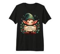 Cute Christmas Elf Art Merry Holiday Premium T-Shirt