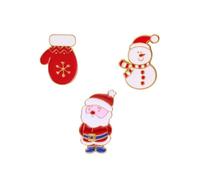 Cute Christmas Enamel Brooch Pins for Women 3Pcs Christmas Tree Bell Gingerbread Man Santa Claus Pins Set Winter Jewelry Gift Decor, Zinc, no gemstone