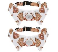 Cute Christmas Gingerbread Cookies Collection Dog Collar Bowtie, Comfortable Adjustable Dog Bow Tie Collar for Small Boys and Girls Pets