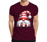 Cute Christmas Gnome with Mug and Heart Men's T-Shirt, burgundy, M