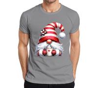 Cute Christmas Gnome with Mug and Heart Men's T-Shirt, gray, 3XL