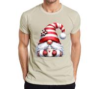 Cute Christmas Gnome with Mug and Heart Men's T-Shirt, natural, L