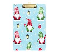 Cute Christmas Gnomes Blue Clipboard Writing Board A4 Standard Size Clip Board with Low Profile Metal Clip for Students, Women, Man