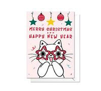 Cute Christmas Greeting Card with Envelope - Kawaii Cat Kitten Penguin X-mas Cards - Party Kitty