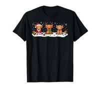 Cute Christmas Highland Cow Mooey Xmas Heifer Santa Hat T-Shirt