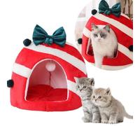 Cute Christmas House Beds Box Shaped Xmas Dog Cave Bed Nest,Soft Cushion Xmas Washable Nest Do Removable