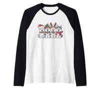 Cute Christmas Husky Puppies Raglan Baseball Tee