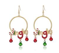 Cute Christmas Jingle Bell Tinkle Bell Earring Ornament Dangle Unique Letter Earrings for Women Hook Dangling Hanging Hypoallergenic Christmas Festival Party Jewelry Gift for Family, S, Metal, No