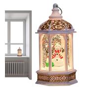 Cute Christmas Lighted Snow Globe Lantern - Swirling Glitter Snow Globe Christmas Lantern, Battery Powered Hexagonal Wind Lamp Water Lantern Room Decor for Table Fireplace