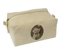 'Cute Christmas Maltese Puppy' Canvas Wash Bag/Makeup Case (CS00042005)