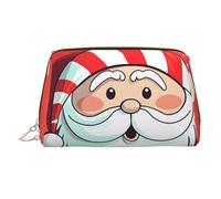 Cute Christmas Man Leather Makeup Bag, Large-Capacity Travel Storage Bag, Dual-Purpose Toiletries and Makeup Bag