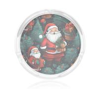 Cute Christmas Man Print 3.3in Clear Round Glass Ashtray Smoking Accessory For Home Office Pati Home Decor