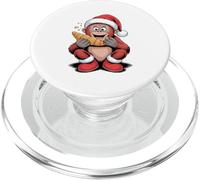 Cute Christmas Monkey Santa With Croissant Treat PopSockets PopGrip for MagSafe