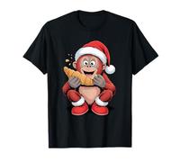 Cute Christmas Monkey Santa with Croissant Treat T-Shirt
