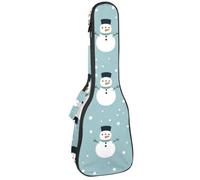 Cute Christmas New Year Winter Snowman Snow Concert Ukulele Case with Storage, Waterproof Gig Bag 1 cm Thick Sponge Padding