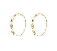 Cute Christmas Ornament Wreath Enamel Big Hoop Earrings for Women Sensitive Ears Fashion Red Green Bell Christmas Tree Snowflake Crutches Huggie Hoops Hypoallergenic Hooped Party Festival Jewelry