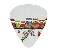 Cute Christmas Owls On Branch 12-Pack Guitar Picks Set â€“ Unique Single-Sided Printed Picks With Abs Material For Acoustic, Electric Guitars & Ukuleles