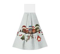 Cute Christmas Owls on Branch Coral Velvet Hand Wipes – Absorbent Cleaning Cloths for Kitchen, Bathroom, Living Room, and Outdoor Use