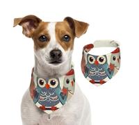 Cute Christmas Owls On Branch Dog Bandanas,Summer Bandanas for Dogs Washable Adjustable Dog Triangle Scarf Bibs Cute Pet Bibs for Medium Large Dogs Puppy and Cats Large