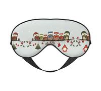 Cute Christmas Owls On Branch Double Sided Sleep Mask Soft Comfortable Light Blocking Eye Cover for Night Rest