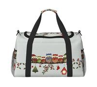 Cute Christmas Owls On Branch Handheld Crossbody Travel Bag Weekender Bag Carry Travel Bag Duffle Bag Gym Bag for Men Women