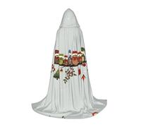 Cute Christmas Owls On Branch Hooded Cape For Teenagers, Unisex Cloak Robe Hooded Halloween Costume Satin Witches Vampire Cloak Fancy Dress Up Children