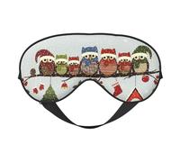 Cute Christmas Owls on Branch Print Comfortable Eye Mask Breathable Adjustable Men Women Lightweight Travel Yoga Work