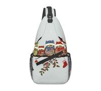 Cute Christmas Owls On Branch Print Cross Chest Bag Diagonally,Sling Bag,Shoulder Bag For Travel, Hiking, Work