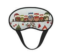 Cute Christmas Owls On Branch Print Soft Comfortable Eye Mask for Sleeping Light Blocking Nap Travel Camping Night Rest