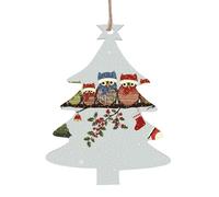 Cute Christmas Owls On Branch Print Wooden Christmas Ornaments Xmas Hanging Pendants For Home Party Xmas Present Decorations