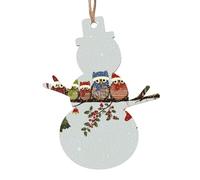 Cute Christmas Owls On Branch Print Wooden Christmas Ornaments Xmas Hanging Pendants For Home Party Xmas Present Decorations