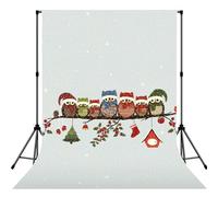 Cute Christmas Owls on Branch Printed Shooting Backdrop Cloth, Soft Wrinkle Free Background, Versatile Studio Display Prop