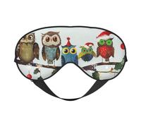 Cute Christmas Owls on Branch Printing Sleep Mask for Women Men Double-Sided Print Soft Silk Eye Masks Eye Sleep Shade Cover