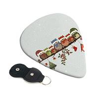 Cute Christmas Owls On Branch Set Of 6 Guitar Plectrums For Acoustic Guitar, Electric Guitar, Bass, Ukulele - Thin, Medium And Thick.