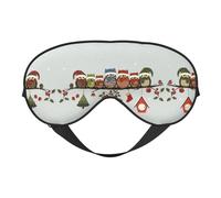 Cute Christmas Owls On Branch Sleep Eye Mask Smooth Soft Adjustable Shading Blindfold Eye Mask for Rest Travel