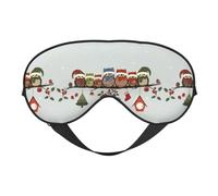 Cute Christmas Owls On Branch Soft Sleep Mask Adjustable Strap Light Blocking Reversible Comfortable Night Mask