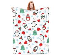 Cute Christmas Penguin Blanket Christmas Penguin Gifts Throw Blanket for Women Penguin Lovers Super Soft Flannal Penguin Blanket for Bed Couch Sofa Home Living Room Decor Birthday Gifts 60x80 Inch