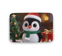 Cute Christmas Penguin Floor Mat 15.7"x23.6 " Stylish Multifunctional Coral Fleece Rugs Soft Super Absorbent Patterned Thick Bath Mats for Bathroom Floor,Dressing Table, Home Decor Accessories