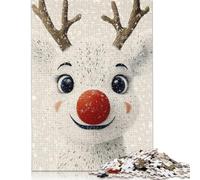 Cute Christmas Reindeer Puzzle 500 Pieces Jigsaws Wooden Puzzles for Adults & Teenager for Adults Teenagers Age 12+ 500pcs (52x38cm)
