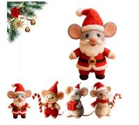 Cute Christmas Santa Mouse with Red Hat,Handmade Felt Christmas Friends Collection,Needle Felted Wool Animal Ornaments for Holiday Decor,Xmas Tree Hanging Figurines & Stocking Stuffer Gifts