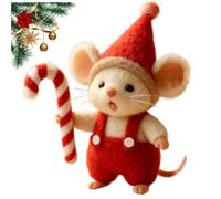 Cute Christmas Santa Mouse with Red Hat,Handmade Felt Christmas Friends Collection,Needle Felted Wool Animal Ornaments for Holiday Decor,Xmas Tree Hanging Figurines & Stocking Stuffer Gifts