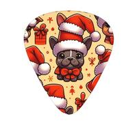 Cute-Christmas-Santa-Puppy-Bulldogs 12 Pack Guitar Picks With 3 Thicknesses And Storage Box, Abs Plectrums For Electric Bass Guitar Players