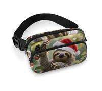 Cute Christmas Sloth Fanny Pack for Men Women, Durable Sling Chest Bag with Adjustable Strap & Large Pocket, Small Crossbody Bag for Running, Hiking, Cycling, Travel
