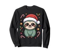 Cute Christmas Sloth with Santa Hat and Candy Canes Sweatshirt