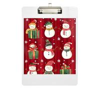 Cute Christmas Snowman Red Clipboard Decorative Clipboards Hardboard Clipboard Standard Size with Low Profile Metal Clip for Women Men Office Supplies 12.5 x 9 Inches