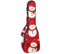 Cute Christmas Snowman Xmas Seamless Pattern Concert Ukulele Case with Storage, Waterproof Gig Bag 1 cm Thick Sponge Padding