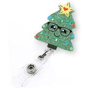 Cute Christmas Tree Holiday Badge Reel Retractable for Nurse Nursing RN LPN Medical Worker & Teacher | Christmas Nurse Badge Holder with Alligator Clip & 24” Durable Nylon Retractable Cord | Acrylic
